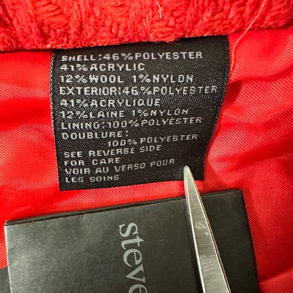 Steve Madden | NWT Red Coral Hooded Knit Design Jacket | Size M(Adjustable) - Picture 11 of 12
